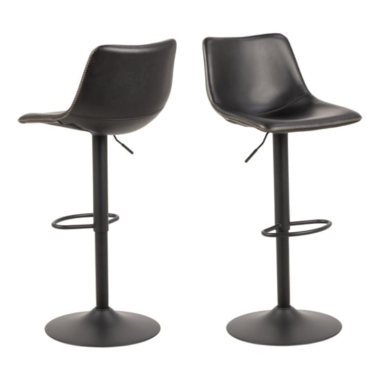 Product photograph of Ocala Vintage Black Faux Leather Bar Stools In Pair from Furniture in Fashion