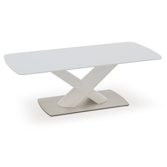 Product photograph of Oceanside Glass Top Coffee Table In White High Gloss from Furniture in Fashion