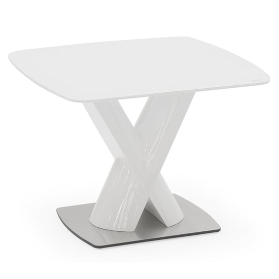 Read more about Oceanside square glass top lamp table in white high gloss