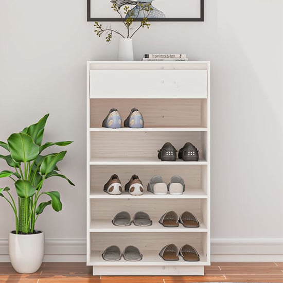 Product photograph of Ochoa Solid Pinewood Shoe Storage Rack In White from Furniture in Fashion