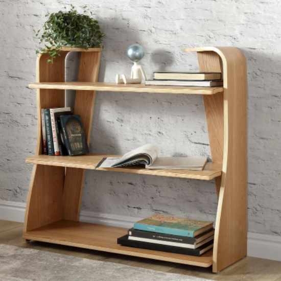 Read more about Ocotlan wooden 3 tier bookshelf in oak