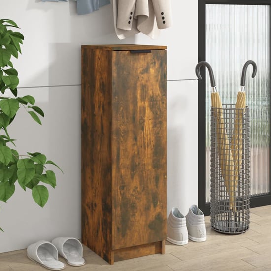 Product photograph of Octave Wooden Shoe Storage Cabinet In Smoked Oak from Furniture in Fashion
