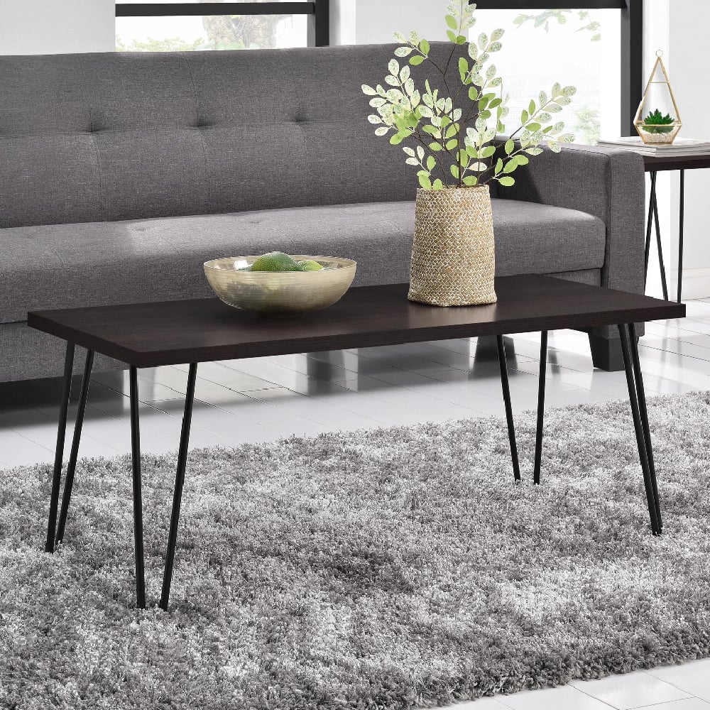 ojai wooden coffee table in with black legs in espresso