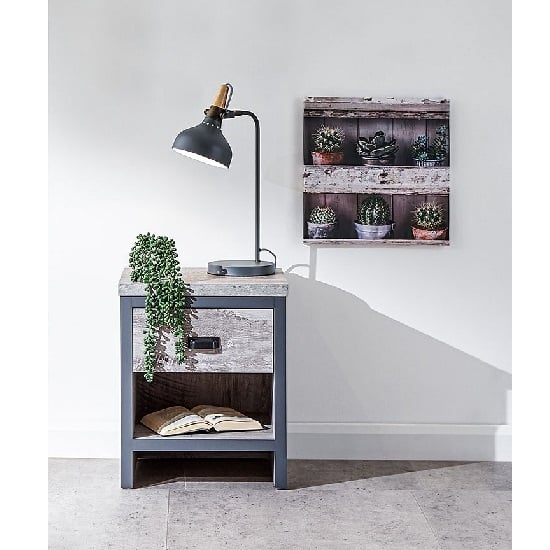 Photo of Balcombe lamp table in grey with one drawer