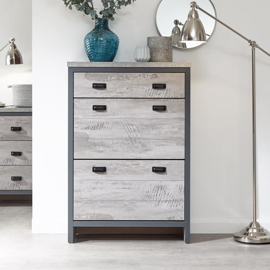 Read more about Balcombe 2 tiers wooden shoe storage cabinet in grey
