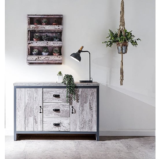 Photo of Balcombe sideboard in grey with 3 drawers and 2 doors