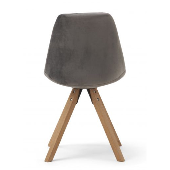 Olivery Grey Velvet Dining Chairs With Oak Leg In A Pair | FiF