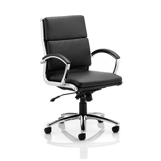 View Olney bonded leather office chair in black with medium back