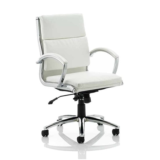 View Olney bonded leather office chair in white with medium back
