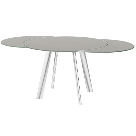 View Osterley swivel extending taupe glass dining table