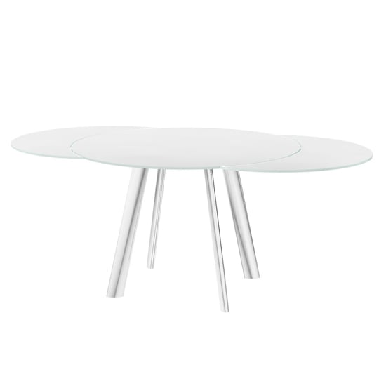 Product photograph of Osterley Swivel Extending White Glass Dining Table from Furniture in Fashion