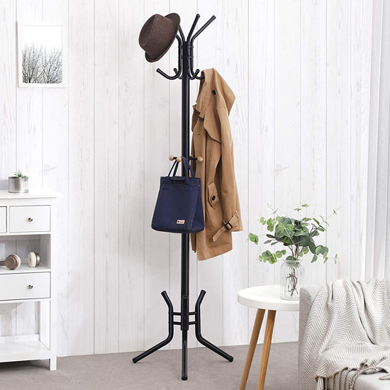 Onamia Metal Coat Rack Stand With 12 Hooks In Black | Sale