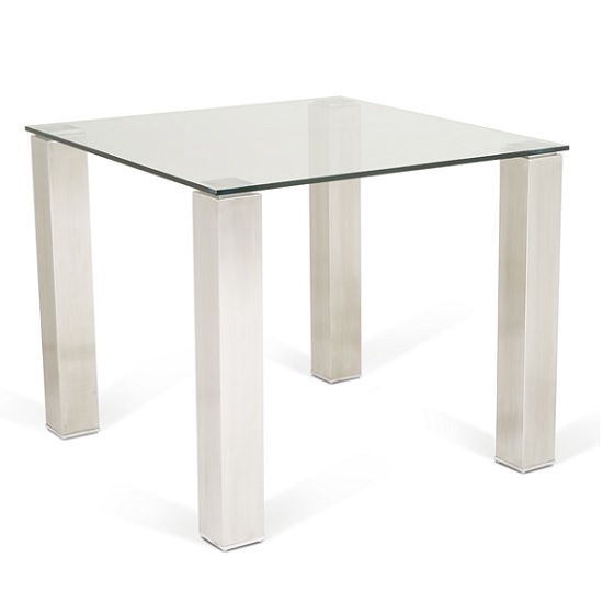 Ontario Glass Dining Table Square With Stainless Steel ...