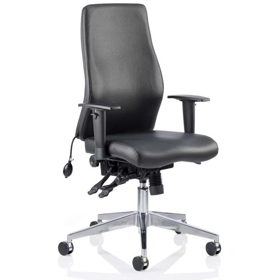 Photo of Onyx ergo leather posture office chair in black with arms