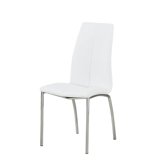 Photo of Opal faux leather dining chair in white with chrome legs