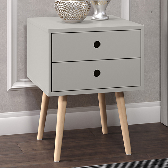 Product photograph of Outwell Scandia Bedside Cabinet In Grey With Wood Legs from Furniture in Fashion
