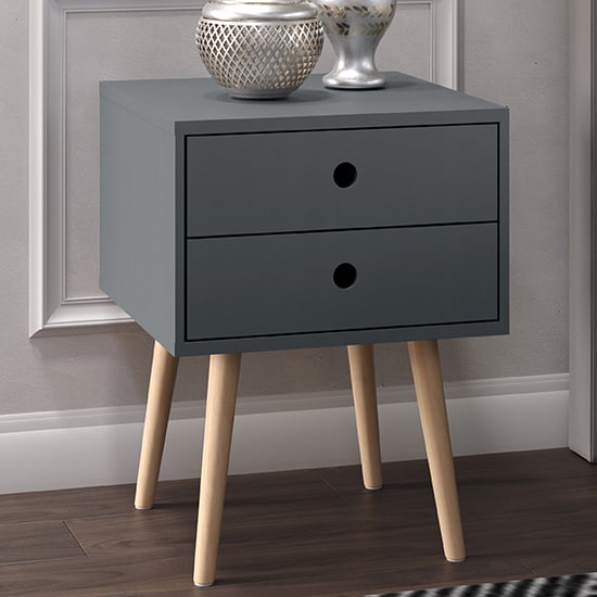 Photo of Outwell scandia bedside cabinet in midnight blue with wood legs