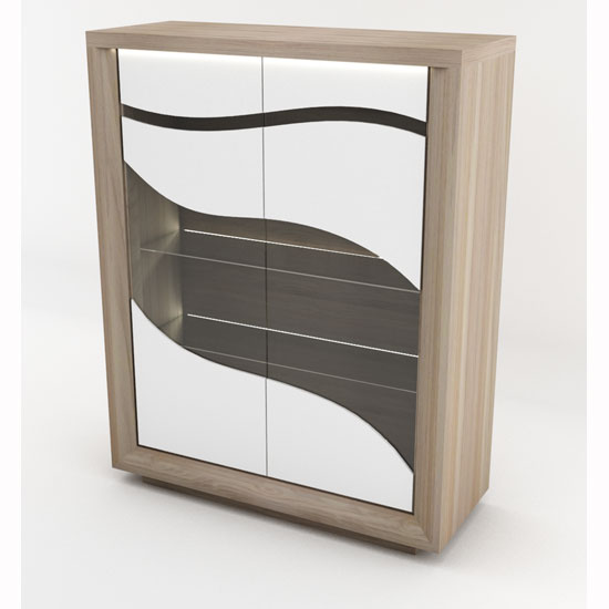 Oracle Display Cabinet In Oak And White With 2 Glass Doors 499 95