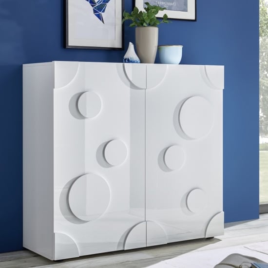 Product photograph of Orb Wooden Sideboard In White High Gloss With 2 Doors from Furniture in Fashion