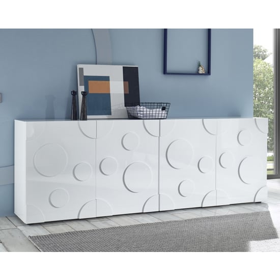 Read more about Orb wooden sideboard in white high gloss with 4 doors