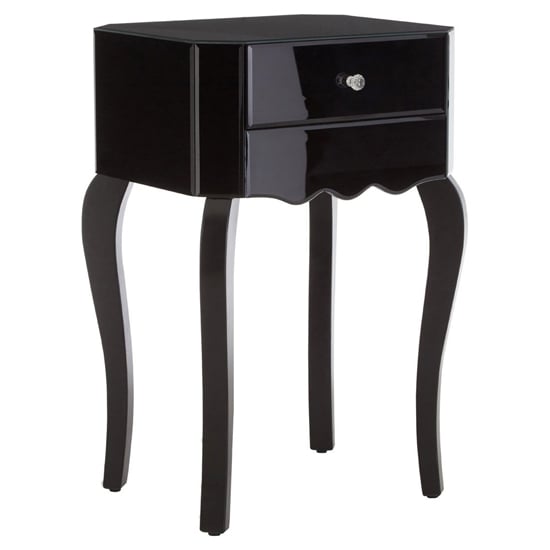 Product photograph of Orca Mirrored Glass Side Table With 1 Drawer In Black from Furniture in Fashion
