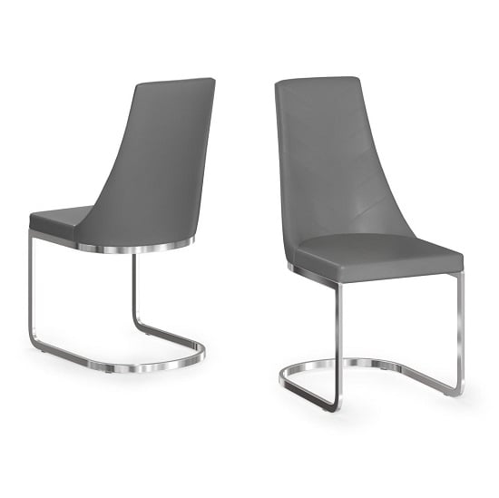 Read more about Markyate faux leather dining chair in grey in a pair