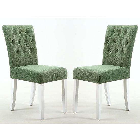 Oriel Dining Chair In Olive Green With White Legs In A Pair