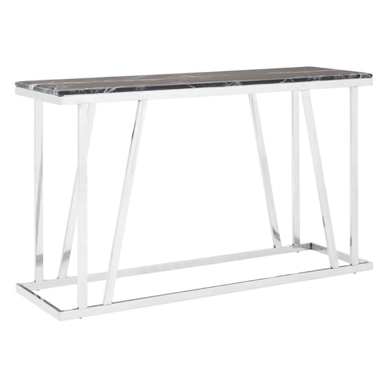Product photograph of Orion Black Marble Top Console Table With Chrome Frame from Furniture in Fashion