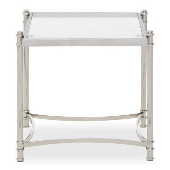 Orion Clear Glass Top Side Table With Silver Frame Fif 2309