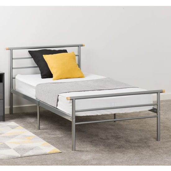 Read more about Osaka metal single bed in silver