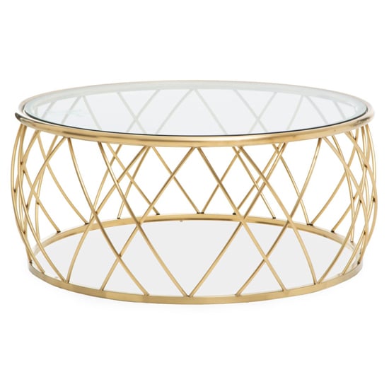 Read more about Orion round clear glass top coffee table with gold frame