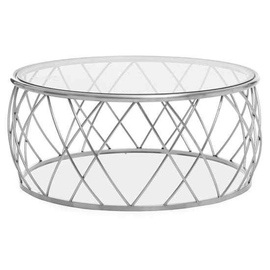 Read more about Orion round clear glass top coffee table with silver frame