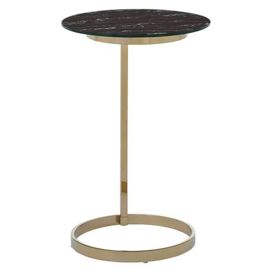 Product photograph of Orizone Black Marble Effect Glass End Table With Gold Frame from Furniture in Fashion