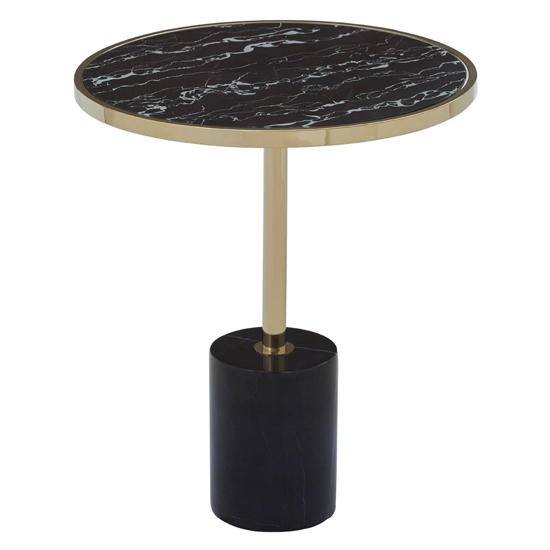 Orizone Black Marble End Table With Gold Pedestal | Furniture in Fashion