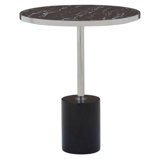 Product photograph of Orizone Black Marble End Table With Silver Steel Frame from Furniture in Fashion