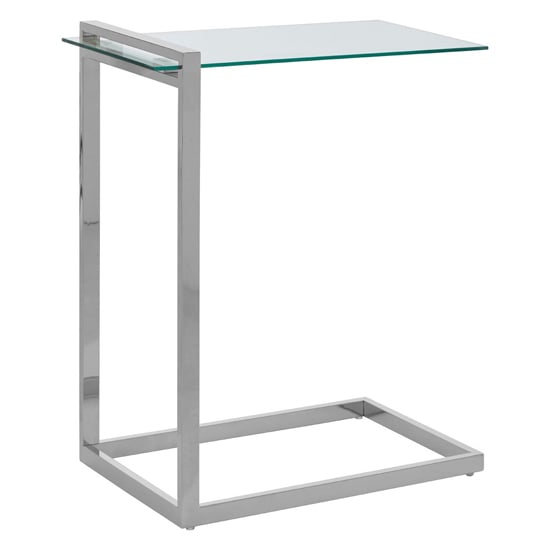 Read more about Orizone clear glass end table with silver stainless steel frame