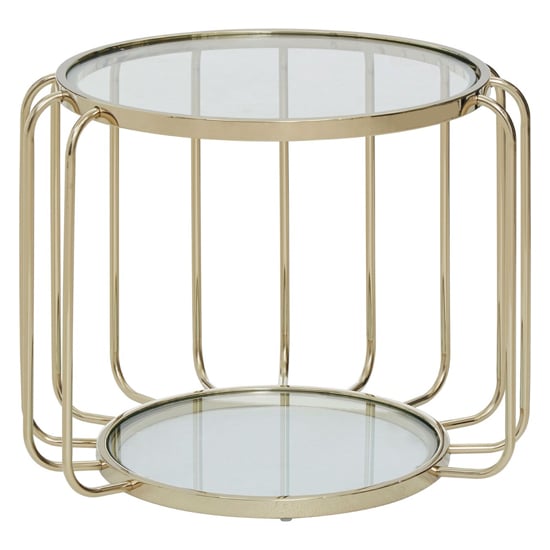 Product photograph of Orizone Clear Glass Top Side Table With Gold Steel Base from Furniture in Fashion