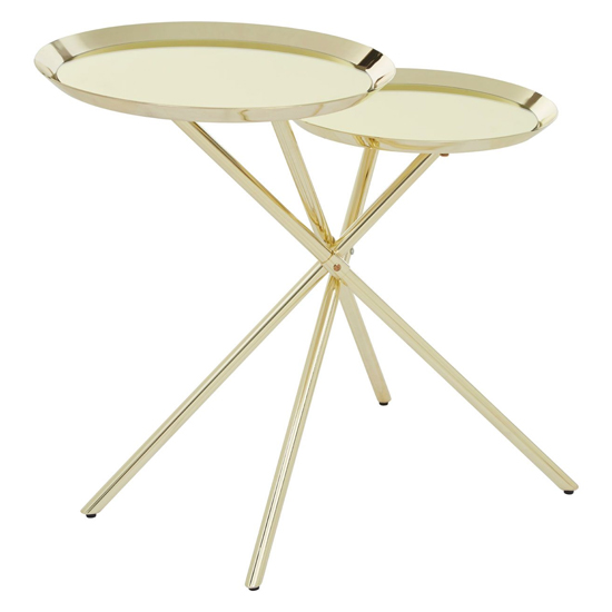 Product photograph of Orizone Gold Mirrored Metal Side Table With Cross Leg Base from Furniture in Fashion