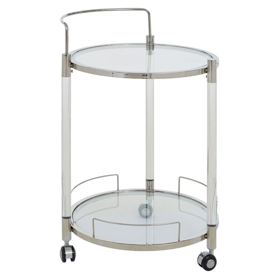 Read more about Orizone round clear glass top drinks trolley with silver frame