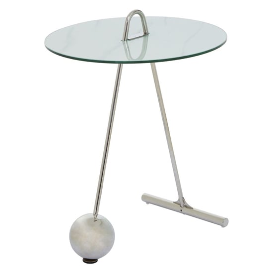 Read more about Orizone white marble effect glass end table with chrome base