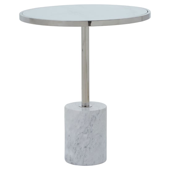 Read more about Orizone white marble end table with silver steel frame