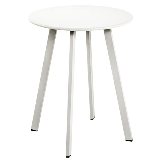 Product photograph of Orono Round Metal Side Table In Matt White from Furniture in Fashion