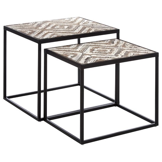 Read more about Orphee wooden set of 2 side tables with metal frame in white