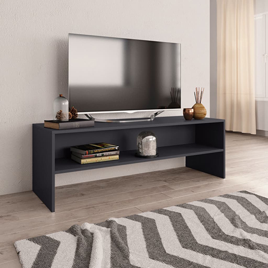 Product photograph of Orya Wooden Tv Stand With Undershelf In Grey from Furniture in Fashion