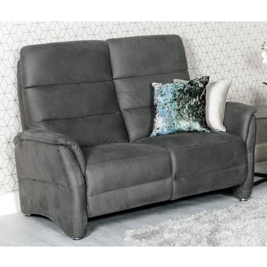 Oslo Fabric Upholstered Electric Recliner 2 Seater Sofa In Grey ...