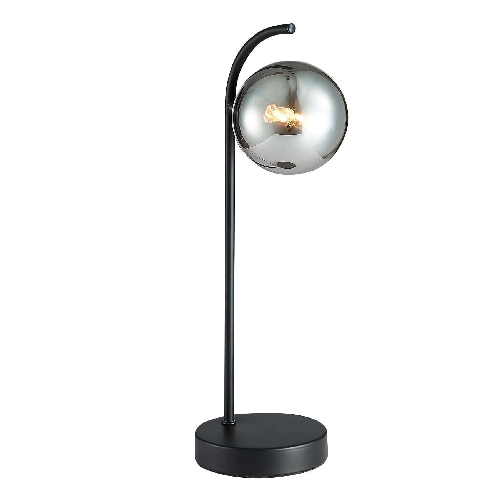 Product photograph of Otley Smoked Globe Table Lamp In Matt Black from Furniture in Fashion