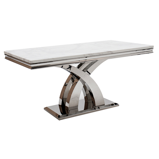 Product photograph of Ottava Small Marble Dining Table With Metal Base In Bone White from Furniture in Fashion