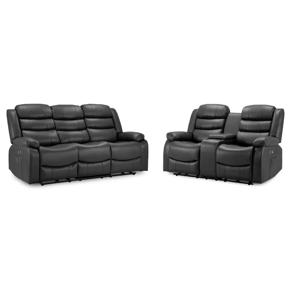 Read more about Ottawa faux leather electric recliner 3+2 seater sofa set in black