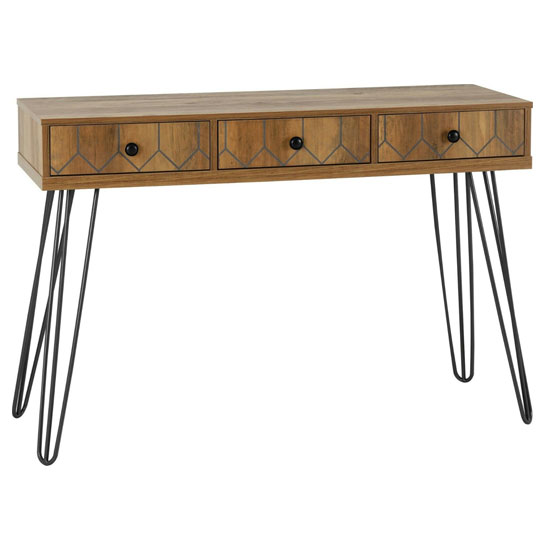 Read more about Otelia wooden console table in medium oak effect and black
