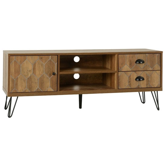 Read more about Otelia wooden tv unit in medium oak effect and black